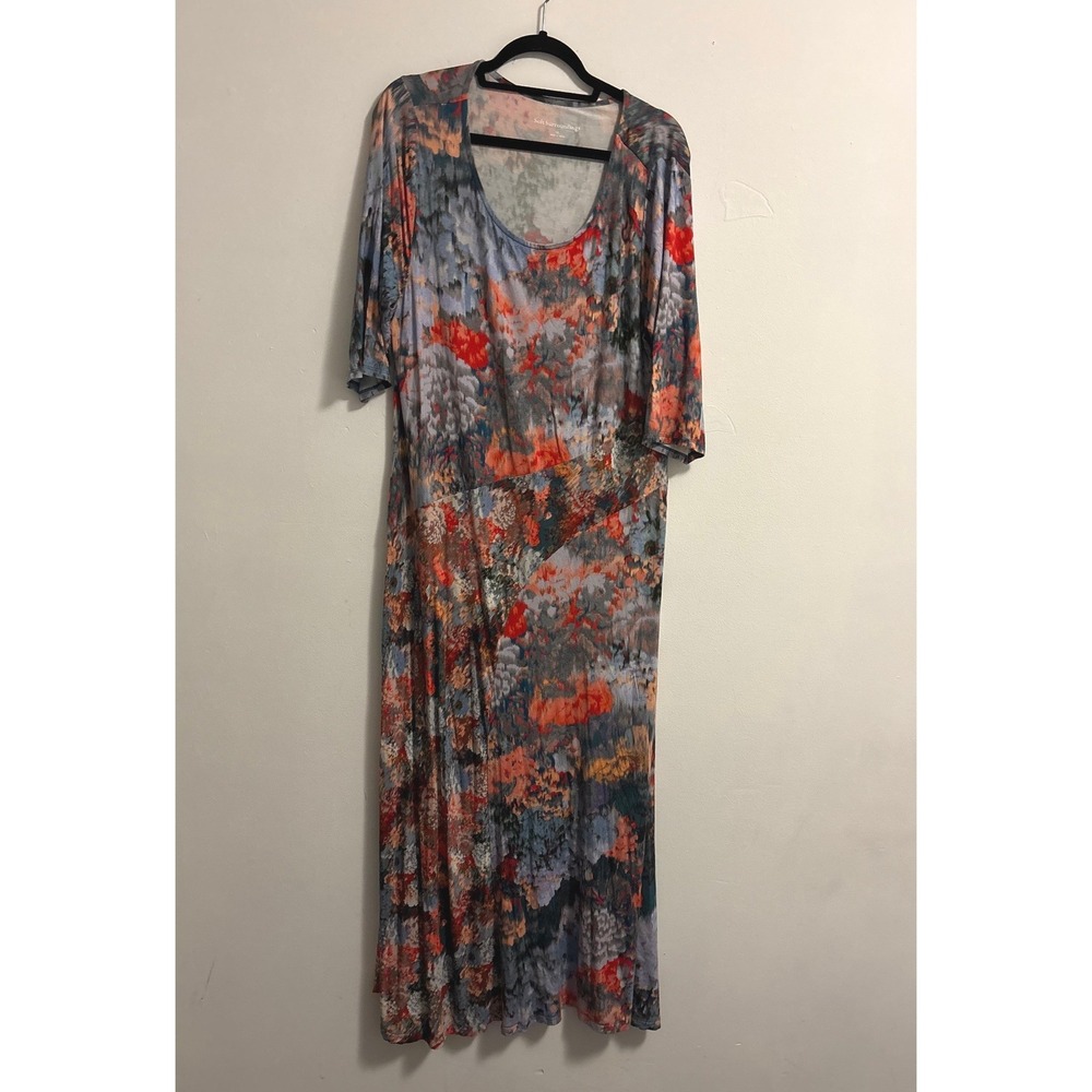 Soft Surroundings Nanette Watercolor Maxi Dress Scoop neck Floral Abstract 1X - Picture 2 of 5